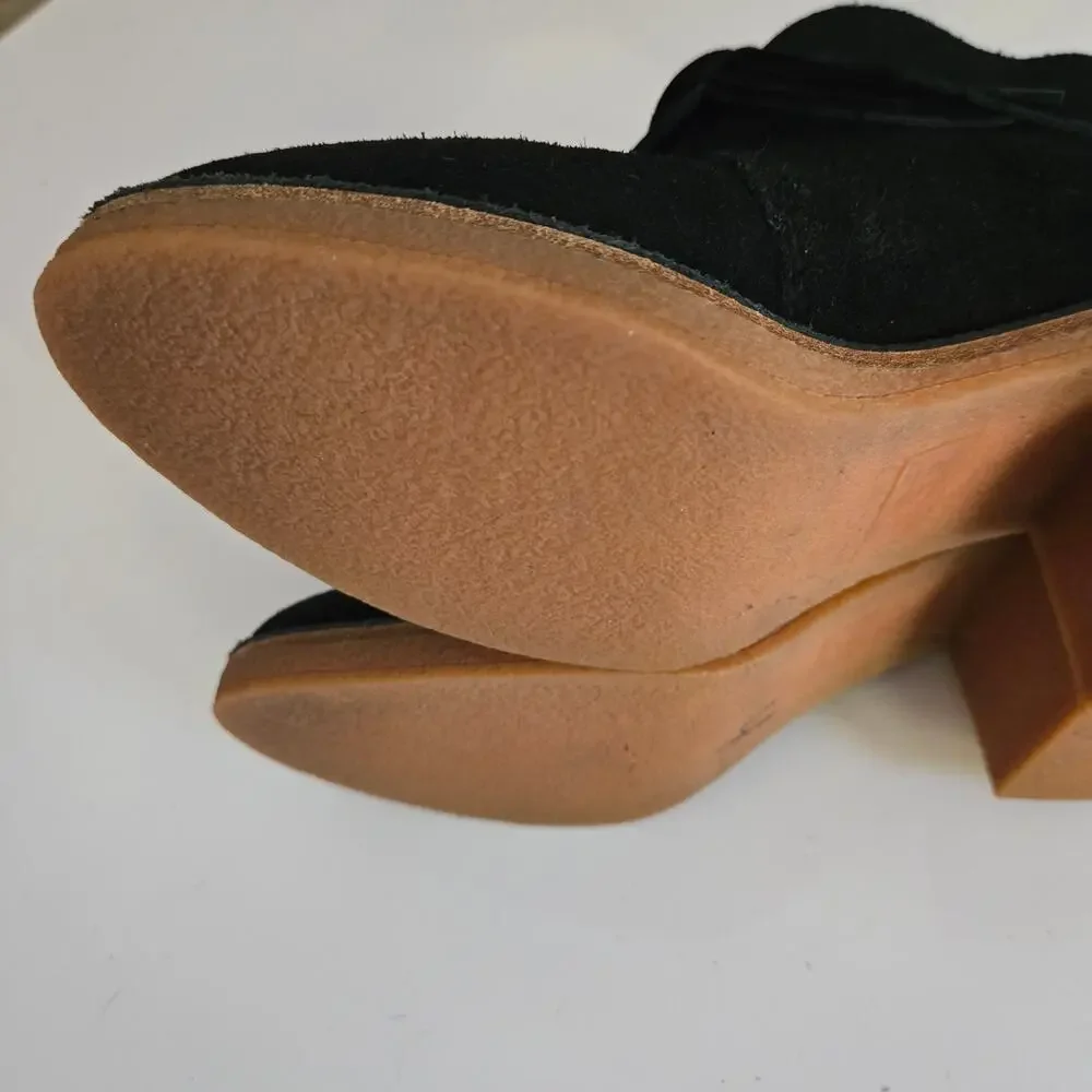 UGG Corin Black Suede Tassel and Bow Chunky Block Heel Ankle Booties, Size 8 - Picture 14 of 14